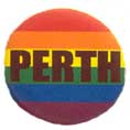 Rainbow Perth Badge Button 3cm 1.1 inch Diameter Gay Lesbian Pride