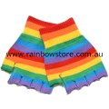 Rainbow Fingerless Gloves Pair Lesbian Gay Pride