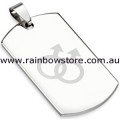 Male ID Tag Stainless Steel Pendant With Silver Tone Ball Chain Necklace Gay Pride