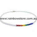 Double Rainbow With Silver Tone Chain Small Links Necklace Lesbian Gay Pride